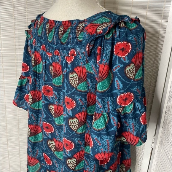 Maeve Anthropologie Lettia Smocked Floral Blouse Multicolored Size XS - Picture 5 of 8